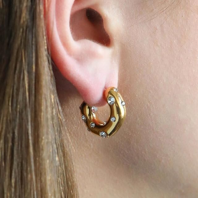 Gold Charm Hoop Earrings