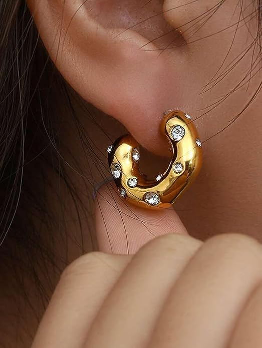 Gold Charm Hoop Earrings