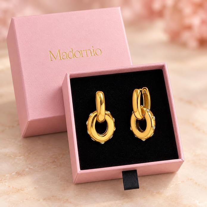 Chunky Gold Hoop Oval Drop