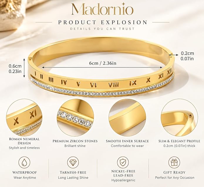 Gold Roman Numbers with Cubic Zircons