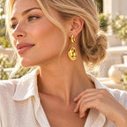 Gold Tear Drop Hoop Earrings