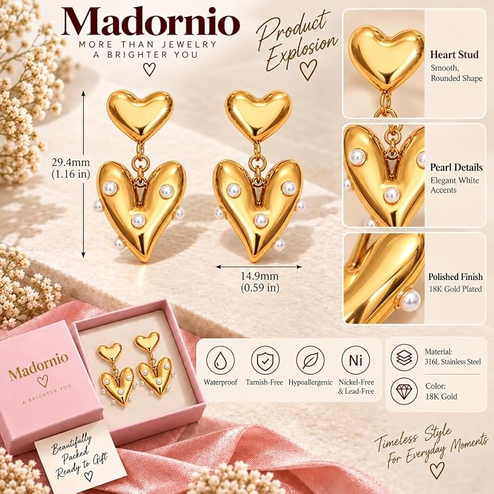 Gold Double Heart Drops