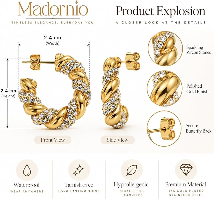 Gold Twisted Earrings