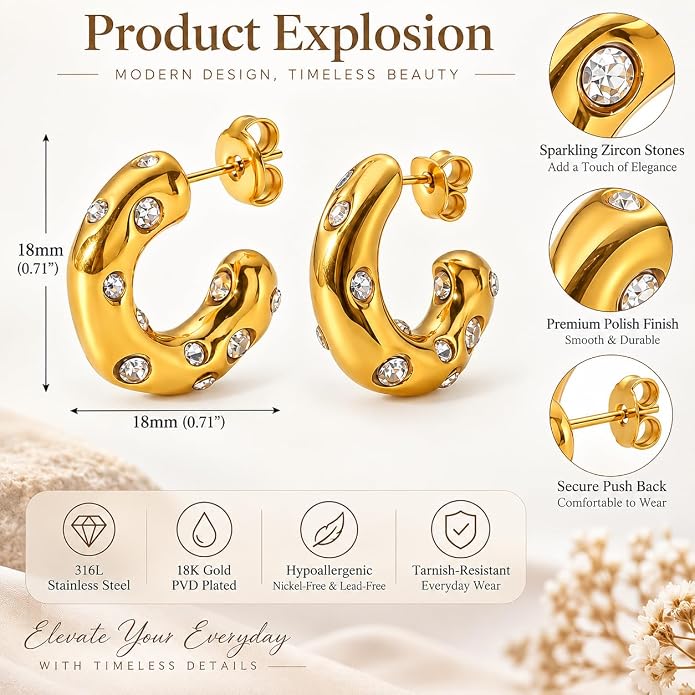 Gold Charm Hoop Earrings
