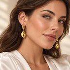 Gold Tear Drop Hoop Earrings