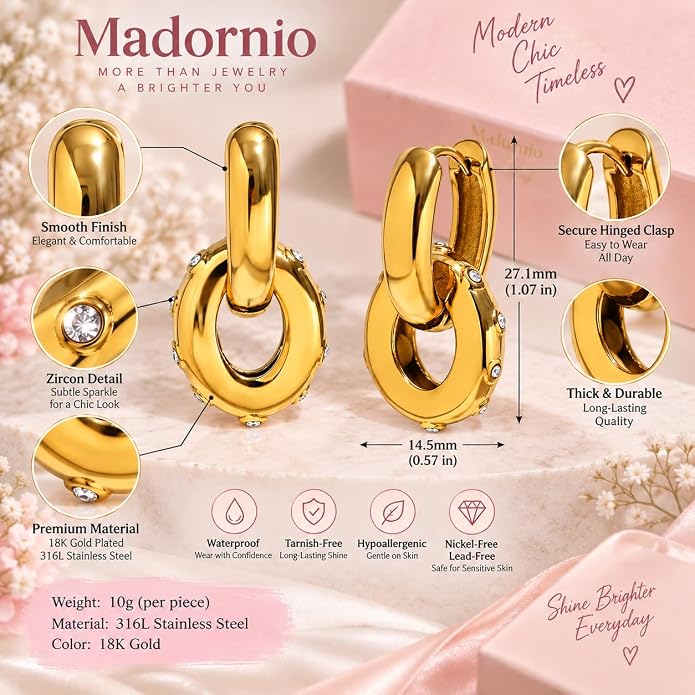 Chunky Gold Hoop Oval Drop