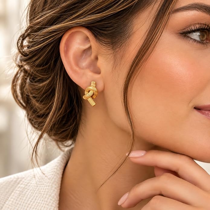 Gold Single Knot Earrings