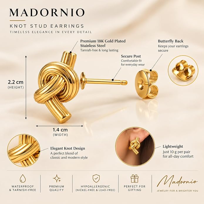 Gold Single Knot Earrings