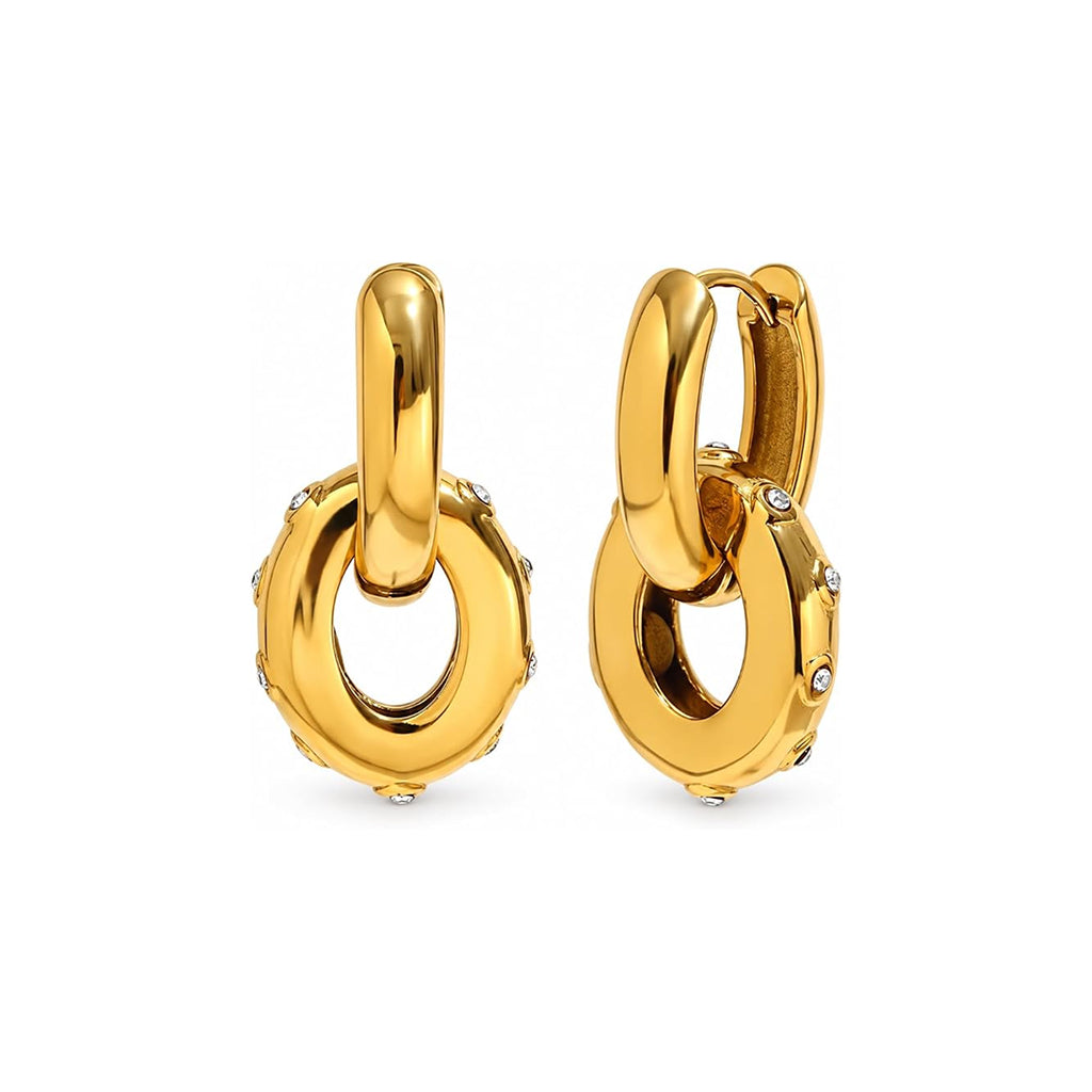 Chunky Gold Hoop Oval Drop