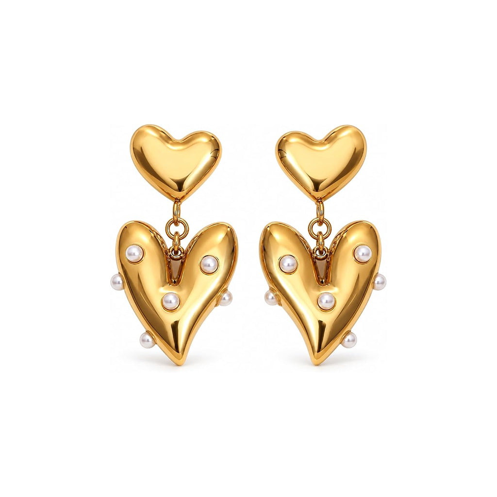 Gold Double Heart Drops