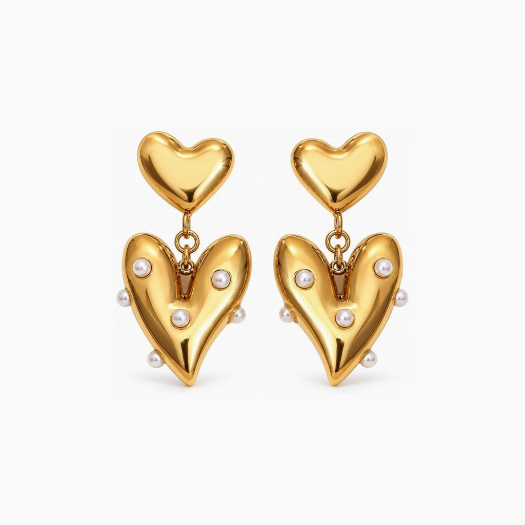 Gold Double Heart Drops