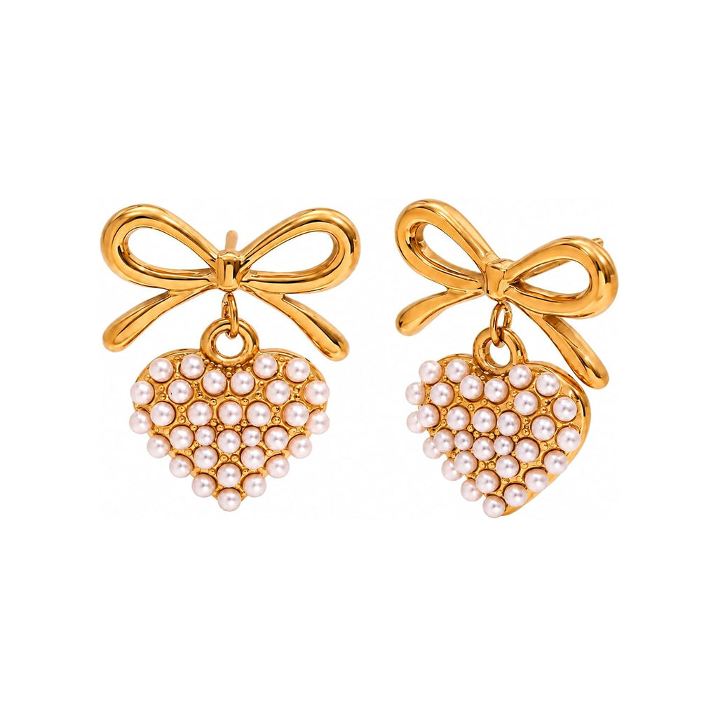 Gold Bow Heart Drops