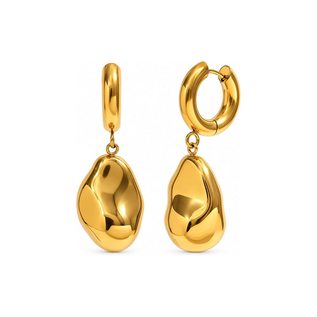 Gold Tear Drop Hoop Earrings