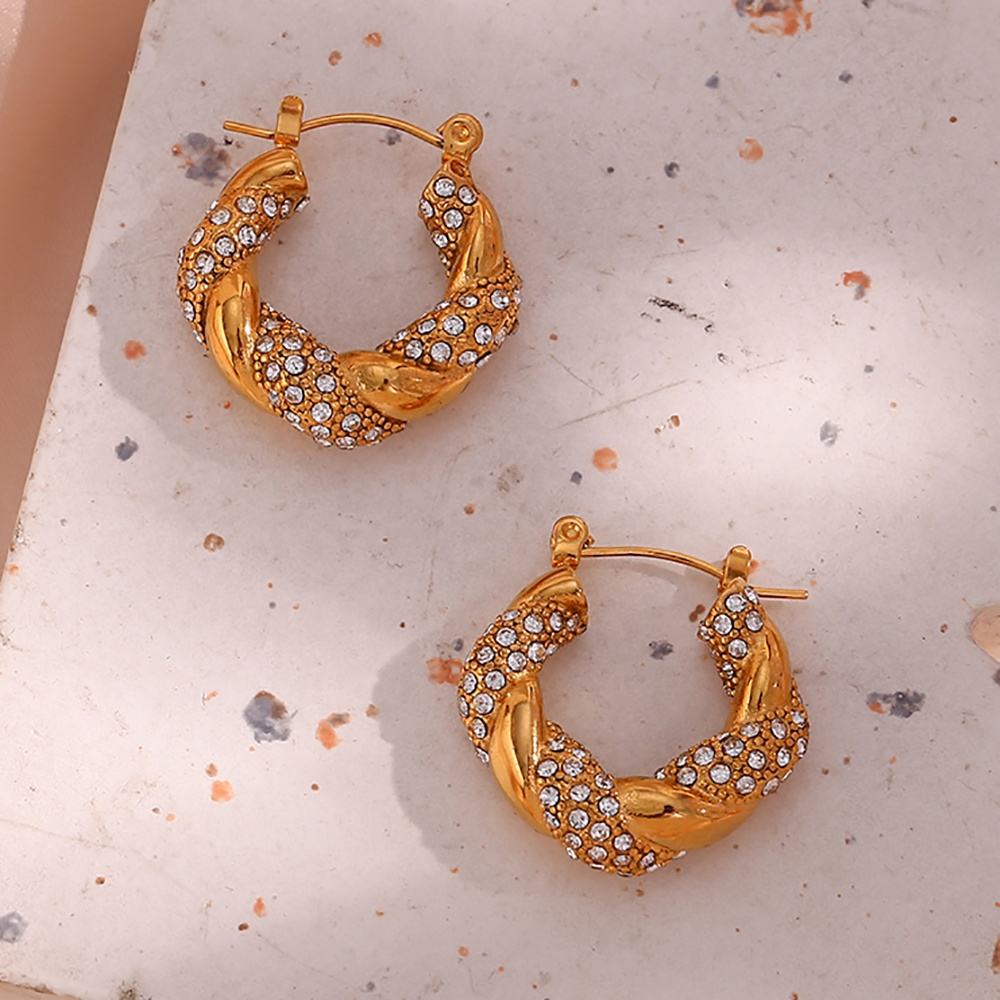 Zircon Hoop Gold-Plated Earrings